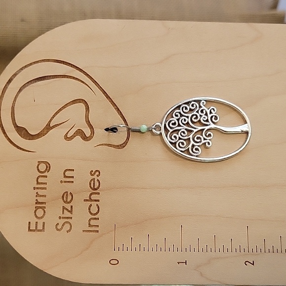 Scrolled Tree Oval Drop Earrings - Picture 3 of 8